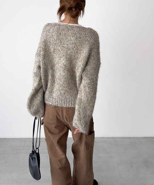 CANAL JEAN（キャナルジーン）の「El mar　ミックスVニット（ニット/セーター・レディース・ブラウン/ベージュ・ONE SIZE）」の4枚目の写真