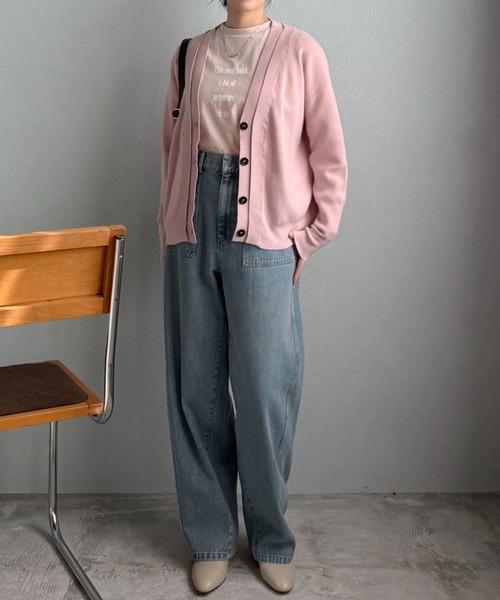 Doux archives(ドゥアルシーヴ)の「レイヤード風Vネックカーディガン(カーディガン/ボレロ・レディース・グレイッシュベージュ/グレー/ピンク・FREE)」の17枚目の写真