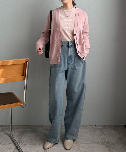 Doux archives(ドゥアルシーヴ)の「レイヤード風Vネックカーディガン(カーディガン/ボレロ・レディース・グレイッシュベージュ/グレー/ピンク・FREE)」の19枚目の写真