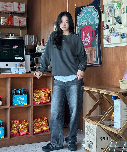 JINMANIA（ジンマニア）の「レディース ウォッシング ロング ワイド デニムパンツ (黒青)（デニムパンツ・レディース・その他・SMALL/MEDIUM/LARGE/X-LARGE/X-SMALL）」の20枚目の写真