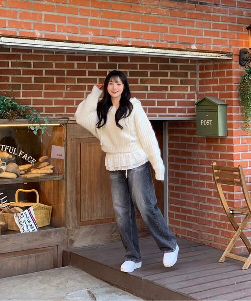 JINMANIA（ジンマニア）の「レディース ウォッシング ロング ワイド デニムパンツ (黒青)（デニムパンツ・レディース・その他・SMALL/MEDIUM/LARGE/X-LARGE/X-SMALL）」の16枚目の写真