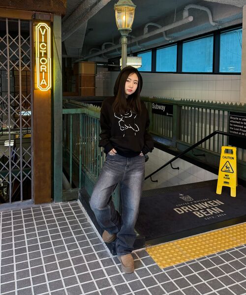 JINMANIA（ジンマニア）の「レディース ウォッシング ロング ワイド デニムパンツ (黒青)（デニムパンツ・レディース・その他・SMALL/MEDIUM/LARGE/X-LARGE/X-SMALL）」の11枚目の写真
