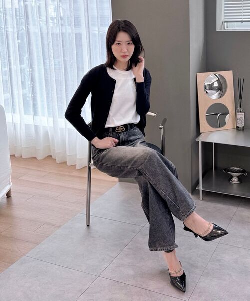 JINMANIA（ジンマニア）の「レディース ウォッシング ロング ワイド デニムパンツ (黒青)（デニムパンツ・レディース・その他・SMALL/MEDIUM/LARGE/X-LARGE/X-SMALL）」の4枚目の写真