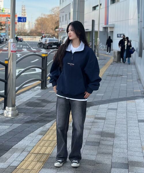 JINMANIA（ジンマニア）の「レディース ウォッシング ロング ワイド デニムパンツ (黒青)（デニムパンツ・レディース・その他・SMALL/MEDIUM/LARGE/X-LARGE/X-SMALL）」の3枚目の写真