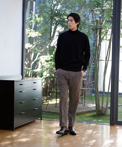 GLOBAL WORK（グローバルワーク）の「シルクブレンドニット/モックネックプルオーバー/Salon de GW/638790（ニット/セーター・メンズ・モカ/グレー/ブラック/ライトグリーン・SMALL/X-LARGE/LARGE/MEDIUM）」の6枚目の写真