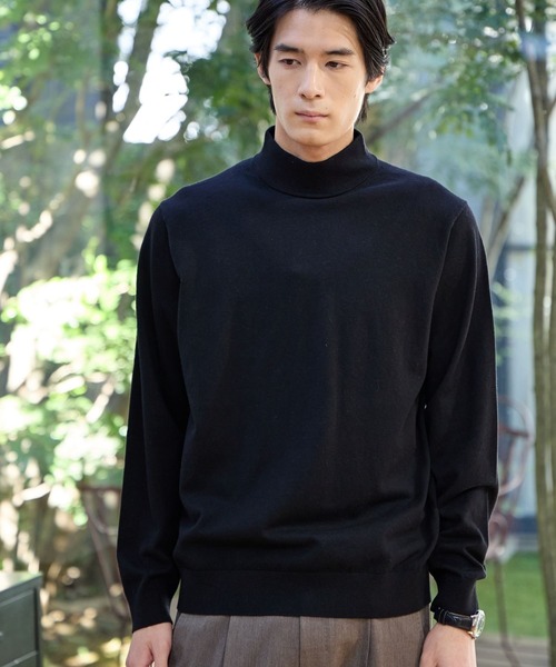 GLOBAL WORK（グローバルワーク）の「シルクブレンドニット/モックネックプルオーバー/Salon de GW/638790（ニット/セーター・メンズ・モカ/グレー/ブラック/ライトグリーン・SMALL/X-LARGE/LARGE/MEDIUM）」の10枚目の写真