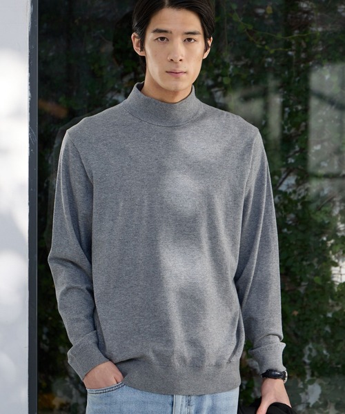 GLOBAL WORK（グローバルワーク）の「シルクブレンドニット/モックネックプルオーバー/Salon de GW/638790（ニット/セーター・メンズ・モカ/グレー/ブラック/ライトグリーン・SMALL/X-LARGE/LARGE/MEDIUM）」の18枚目の写真