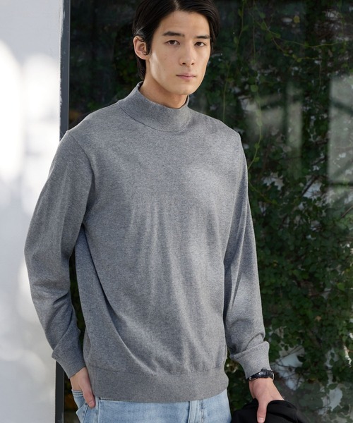 GLOBAL WORK（グローバルワーク）の「シルクブレンドニット/モックネックプルオーバー/Salon de GW/638790（ニット/セーター・メンズ・モカ/グレー/ブラック/ライトグリーン・SMALL/X-LARGE/LARGE/MEDIUM）」の20枚目の写真