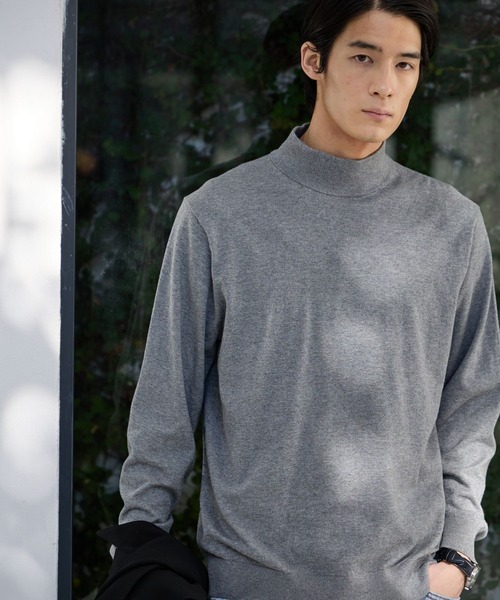 GLOBAL WORK（グローバルワーク）の「シルクブレンドニット/モックネックプルオーバー/Salon de GW/638790（ニット/セーター・メンズ・モカ/グレー/ブラック/ライトグリーン・SMALL/X-LARGE/LARGE/MEDIUM）」の21枚目の写真