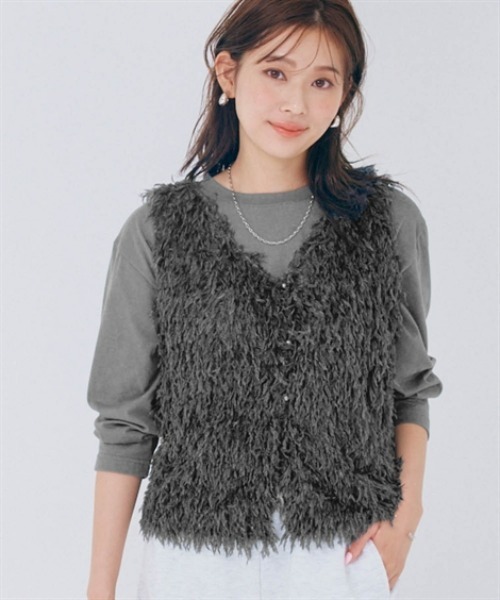 nissen(ニッセン)の「前後2WAYフェザーベスト(ベスト・レディース・ブラック/アイボリー/チャコールグレー・S/M/L/LL)」の3枚目の写真