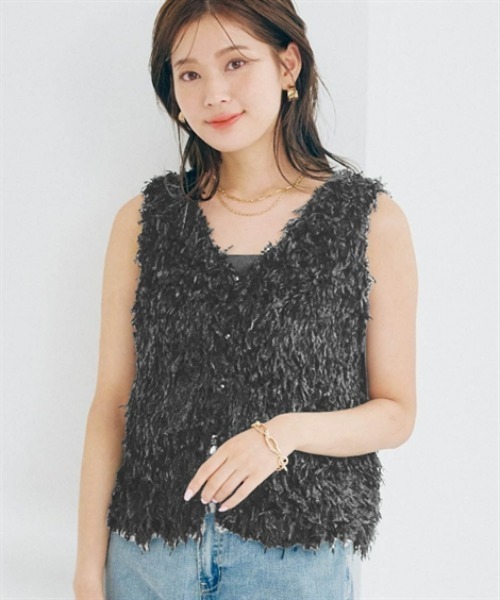 nissen(ニッセン)の「前後2WAYフェザーベスト(ベスト・レディース・ブラック/アイボリー/チャコールグレー・S/M/L/LL)」の1枚目の写真