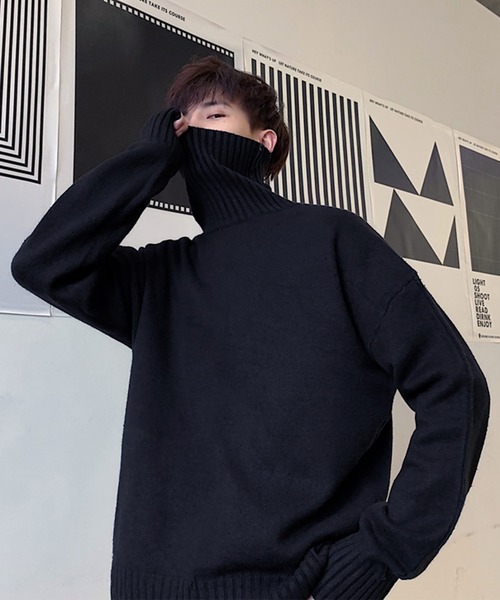 SBG(エスビー)の「SBG ルーズシルエット ハイネックニット(ニット/セーター・メンズ・ブラック/ホワイト・LARGE/MEDIUM)」の4枚目の写真