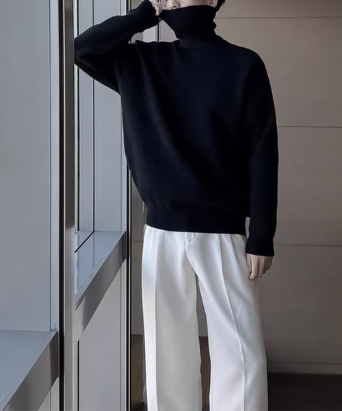 SBG(エスビー)の「SBG ルーズシルエット ハイネックニット(ニット/セーター・メンズ・ブラック/ホワイト・LARGE/MEDIUM)」の5枚目の写真