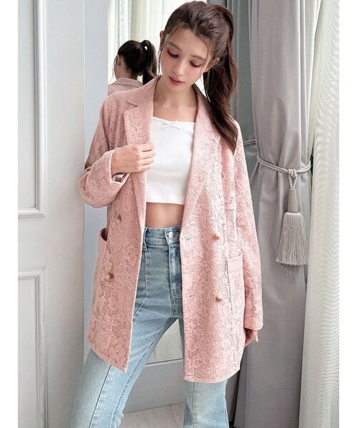 RESEXXY(リゼクシー)の「レースミディジャケット(テーラードジャケット・レディース・ブラック/ホワイト/ピンク・FREE)」の4枚目の写真