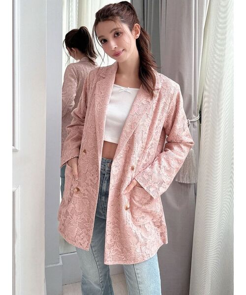 RESEXXY(リゼクシー)の「レースミディジャケット(テーラードジャケット・レディース・ブラック/ホワイト/ピンク・FREE)」の5枚目の写真