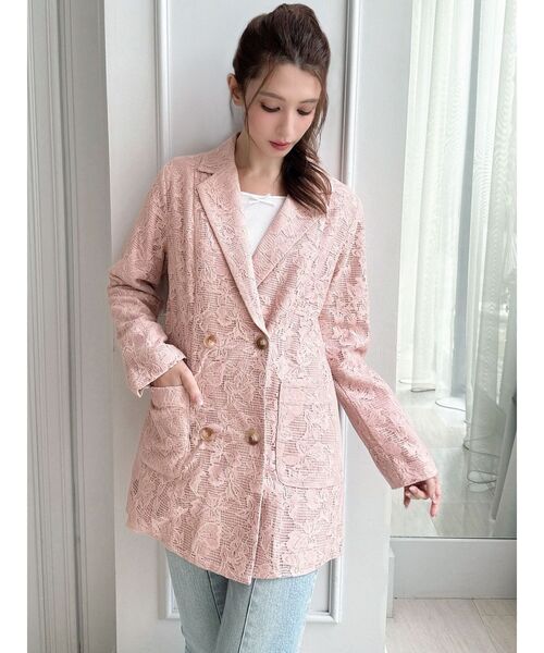 RESEXXY(リゼクシー)の「レースミディジャケット(テーラードジャケット・レディース・ブラック/ホワイト/ピンク・FREE)」の6枚目の写真