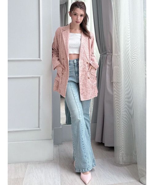 RESEXXY(リゼクシー)の「レースミディジャケット(テーラードジャケット・レディース・ブラック/ホワイト/ピンク・FREE)」の7枚目の写真