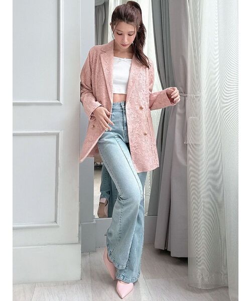 RESEXXY(リゼクシー)の「レースミディジャケット(テーラードジャケット・レディース・ブラック/ホワイト/ピンク・FREE)」の8枚目の写真