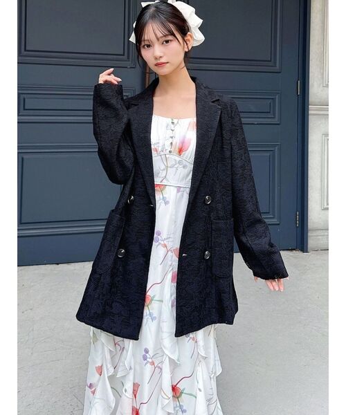 RESEXXY(リゼクシー)の「レースミディジャケット(テーラードジャケット・レディース・ブラック/ホワイト/ピンク・FREE)」の9枚目の写真