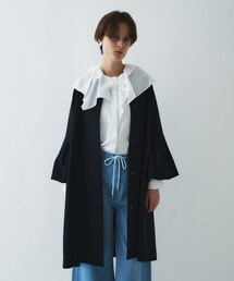 cloenc | 【セットアップ/オケージョン/手洗い可】フレアスリーブミドルコート(ノーカラーコート)