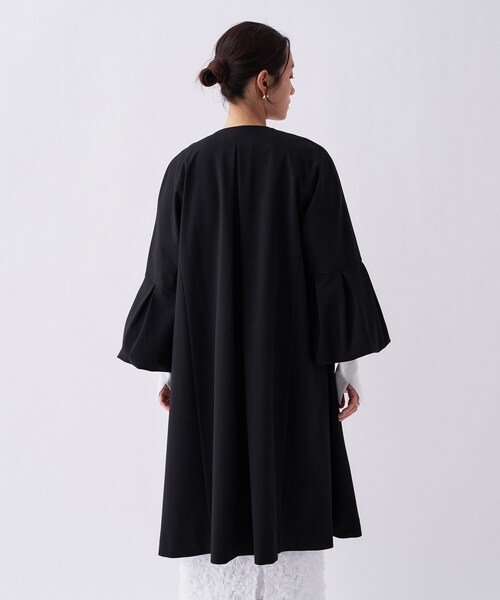 cloenc(クロエンス)の「【セットアップ/オケージョン/手洗い可】フレアスリーブミドルコート(ノーカラーコート・レディース・ネイビー/オフホワイト/ブラック・01/02/03)」の21枚目の写真