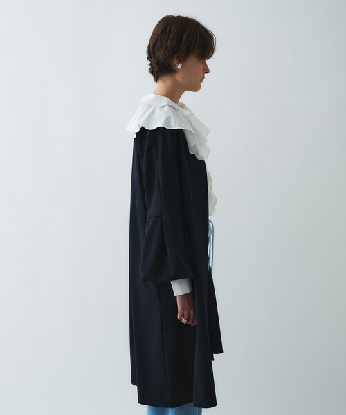 cloenc(クロエンス)の「【セットアップ/オケージョン/手洗い可】フレアスリーブミドルコート(ノーカラーコート・レディース・ネイビー/オフホワイト/ブラック・01/02/03)」の17枚目の写真