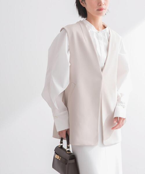 URBAN RESEARCH ROSSO WOMEN（アーバンリサーチ　ロッソ）の「ストレッチツイルジレ（ベスト・レディース・ブラック/ライトベージュ・FREE）」の3枚目の写真