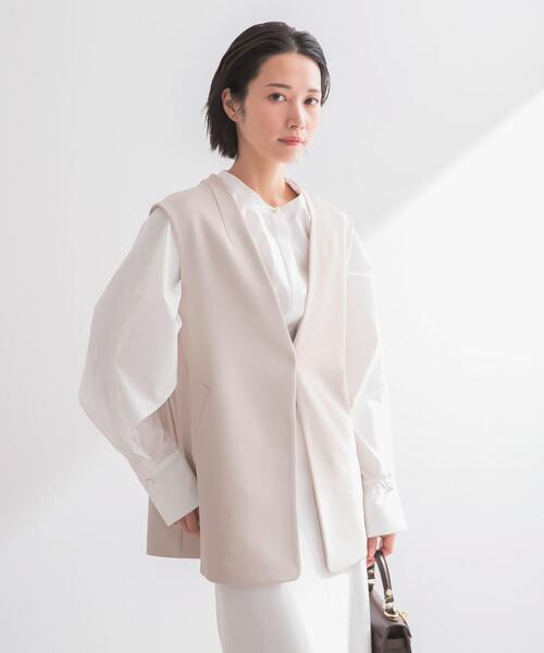 URBAN RESEARCH ROSSO WOMEN（アーバンリサーチ　ロッソ）の「ストレッチツイルジレ（ベスト・レディース・ブラック/ライトベージュ・FREE）」の22枚目の写真