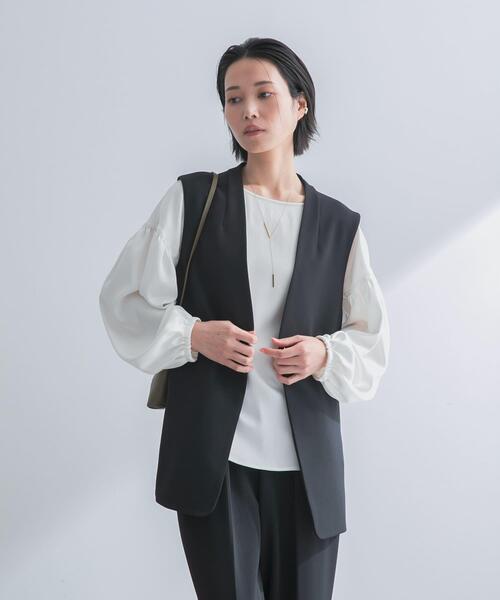 URBAN RESEARCH ROSSO WOMEN（アーバンリサーチ　ロッソ）の「ストレッチツイルジレ（ベスト・レディース・ブラック/ライトベージュ・FREE）」の15枚目の写真