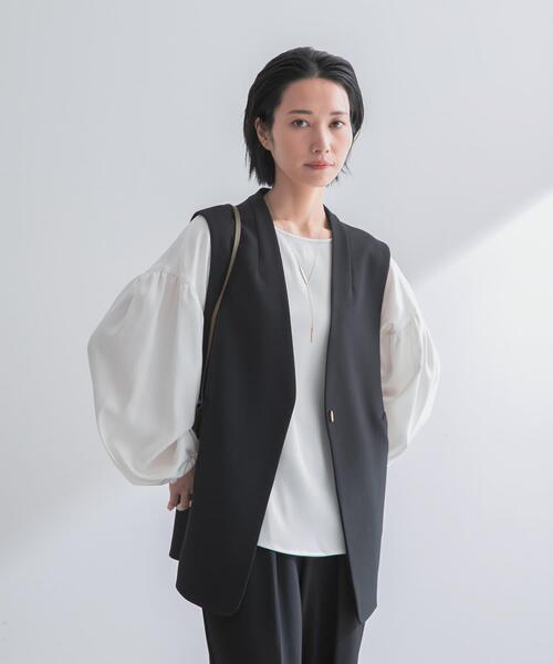 URBAN RESEARCH ROSSO WOMEN（アーバンリサーチ　ロッソ）の「ストレッチツイルジレ（ベスト・レディース・ブラック/ライトベージュ・FREE）」の14枚目の写真