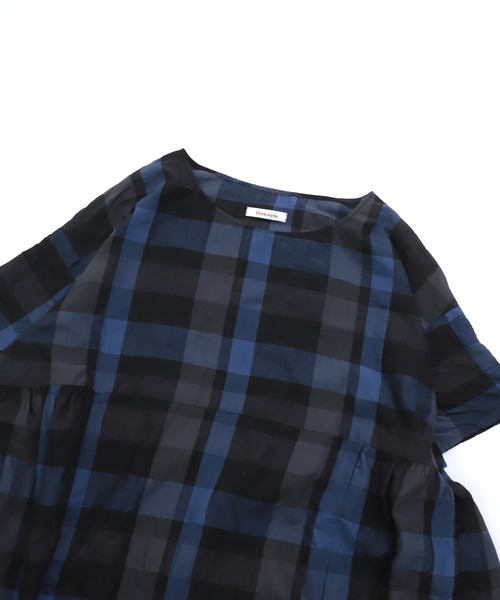 Honnete（オネット）の「[Honnete] S/SLV Side Gathered Dress（ワンピース・レディース・ブラック×ブルー・FREE）」の12枚目の写真