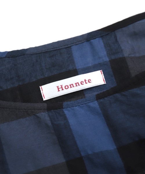Honnete（オネット）の「[Honnete] S/SLV Side Gathered Dress（ワンピース・レディース・ブラック×ブルー・FREE）」の13枚目の写真