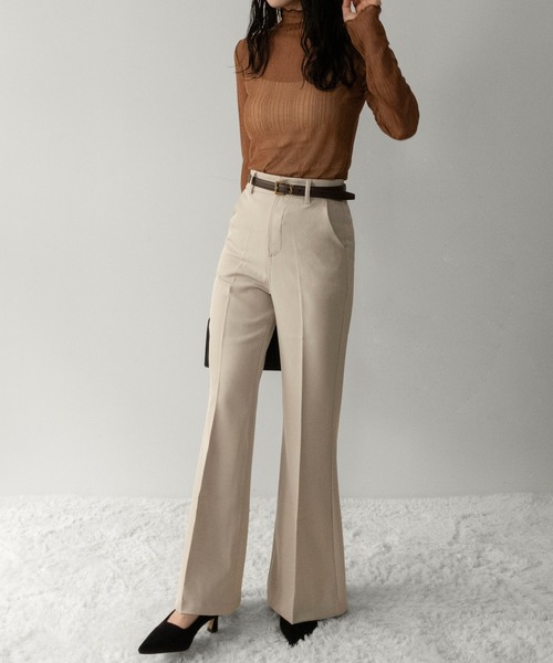 on:nue（オンニュ）の「【on:nue】[着用動画あり！][低身長/高身長/サイズ展開有/4色展開] センタープレスフレアスラックスパンツ /2026 SS COLLECTION（スラックス・レディース・アイボリー/グレー/ブラウン/ブラック・MEDIUM/SMALL/LARGE）」の19枚目の写真