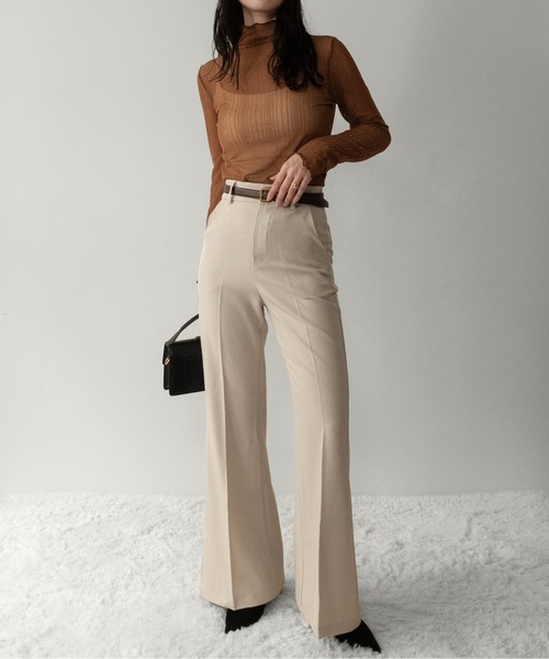 on:nue（オンニュ）の「【on:nue】[着用動画あり！][低身長/高身長/サイズ展開有/4色展開] センタープレスフレアスラックスパンツ /2026 SS COLLECTION（スラックス・レディース・アイボリー/グレー/ブラウン/ブラック・MEDIUM/SMALL/LARGE）」の18枚目の写真