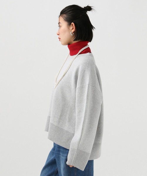 BAYFLOW（ベイフロー）の「[春まで着られる]スウェットライクショートニット（ニット/セーター・レディース・コーラルピンク/ライトグレー/ブラウン/ライトイエロー・FREE）」の15枚目の写真