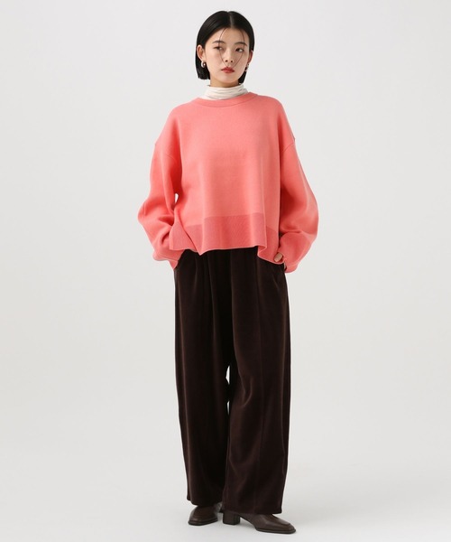 BAYFLOW（ベイフロー）の「[春まで着られる]スウェットライクショートニット（ニット/セーター・レディース・コーラルピンク/ライトグレー/ブラウン/ライトイエロー・FREE）」の17枚目の写真