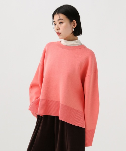 BAYFLOW（ベイフロー）の「[春まで着られる]スウェットライクショートニット（ニット/セーター・レディース・コーラルピンク/ライトグレー/ブラウン/ライトイエロー・FREE）」の18枚目の写真