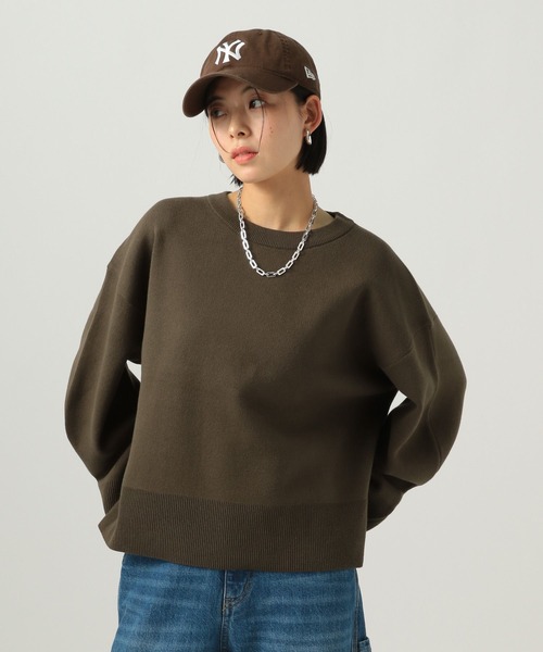 BAYFLOW（ベイフロー）の「[春まで着られる]スウェットライクショートニット（ニット/セーター・レディース・コーラルピンク/ライトグレー/ブラウン/ライトイエロー・FREE）」の20枚目の写真