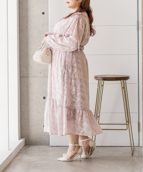 CLETTE(クレット)の「CLETTEオリジナルドロストリボンシアー花柄ワンピース(ワンピース・レディース・ピンク/ネイビー/グレー・4L/3L/LL)」の20枚目の写真