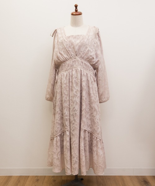 CLETTE(クレット)の「CLETTEオリジナルドロストリボンシアー花柄ワンピース(ワンピース・レディース・ピンク/ネイビー/グレー・4L/3L/LL)」の16枚目の写真