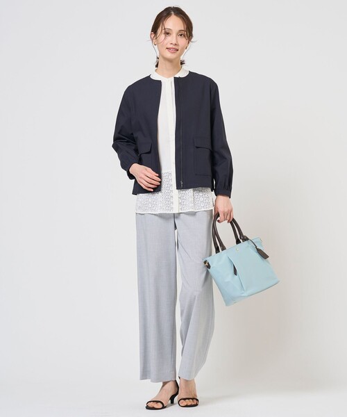 J.PRESS（ジェイプレス）の「トロピカルストレッチ ワイド パンツ（その他パンツ・レディース・ライトグレー系/ネイビー系・T17/T15/T13）」の5枚目の写真