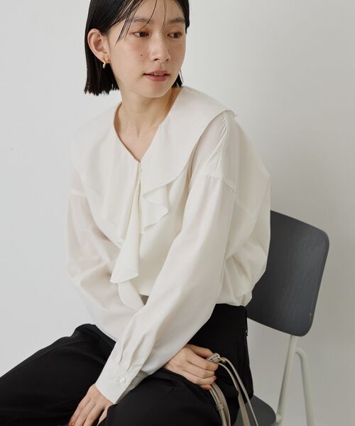 AMERICAN HOLIC(アメリカンホリック)の「【イージーケア】ラッフルブラウス(シャツ/ブラウス・レディース・ストライプ/アイボリー・L/M)」の19枚目の写真