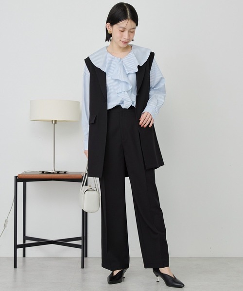 AMERICAN HOLIC(アメリカンホリック)の「【イージーケア】ラッフルブラウス(シャツ/ブラウス・レディース・ストライプ/アイボリー・L/M)」の5枚目の写真