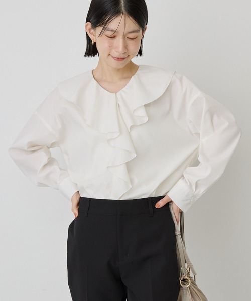 AMERICAN HOLIC(アメリカンホリック)の「【イージーケア】ラッフルブラウス(シャツ/ブラウス・レディース・ストライプ/アイボリー・L/M)」の12枚目の写真