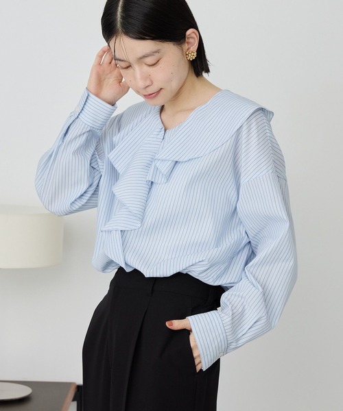 AMERICAN HOLIC(アメリカンホリック)の「【イージーケア】ラッフルブラウス(シャツ/ブラウス・レディース・ストライプ/アイボリー・L/M)」の17枚目の写真