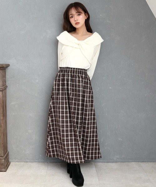 CECIL McBEE(セシルマクビー)の「リブツイストチェックドッキングワンピース(ワンピース・レディース・ブラウン/ブラック・MEDIUM)」の4枚目の写真