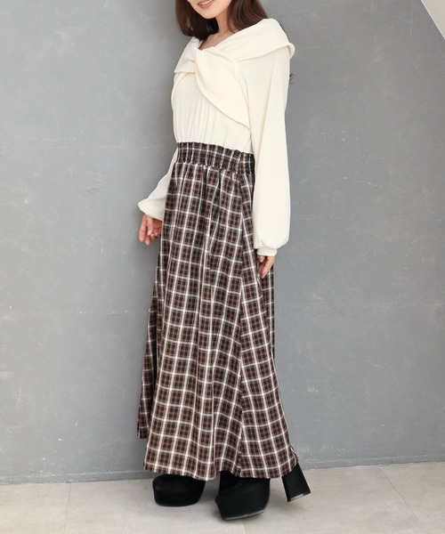 CECIL McBEE(セシルマクビー)の「リブツイストチェックドッキングワンピース(ワンピース・レディース・ブラウン/ブラック・MEDIUM)」の5枚目の写真