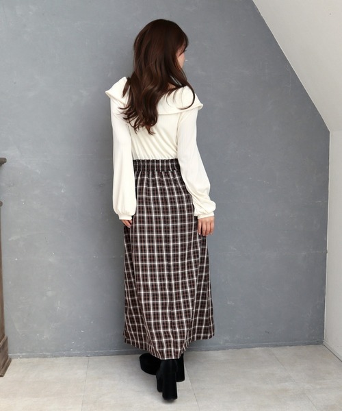 CECIL McBEE(セシルマクビー)の「リブツイストチェックドッキングワンピース(ワンピース・レディース・ブラウン/ブラック・MEDIUM)」の6枚目の写真