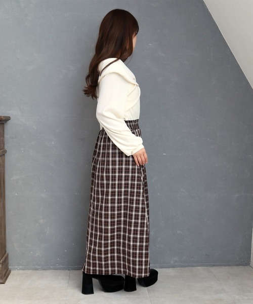 CECIL McBEE(セシルマクビー)の「リブツイストチェックドッキングワンピース(ワンピース・レディース・ブラウン/ブラック・MEDIUM)」の7枚目の写真