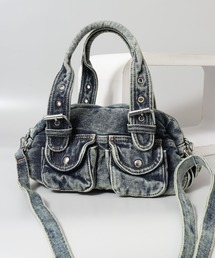 ABETTOR ヘビーオンス加工デニムデザインショルダー&ハンドBAG 2WAY